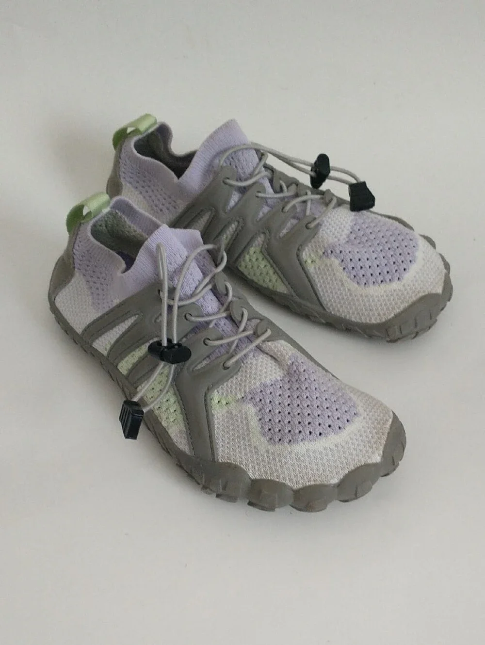 Stelle Big Kid's Lightweight Knit Slip-On Water Shoes. Lavender and Gray. SIZE 5